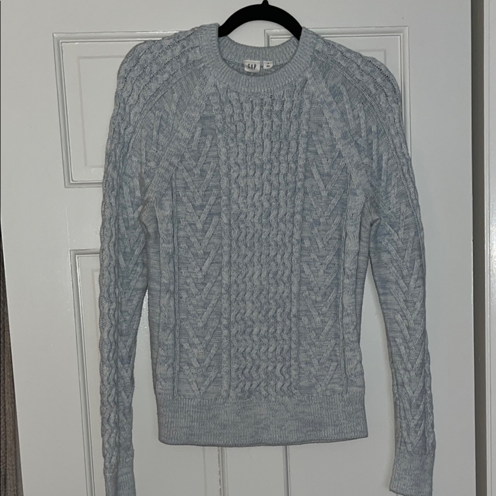 Women's Light Blue Cable Knit Sweater